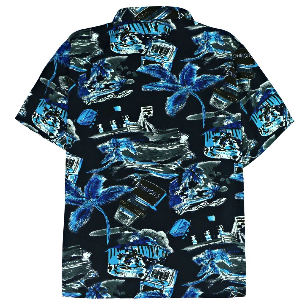 12 Units of Men's Blue/Black Hawaiian Print Shirt Plus Size ,Size 2XL ...