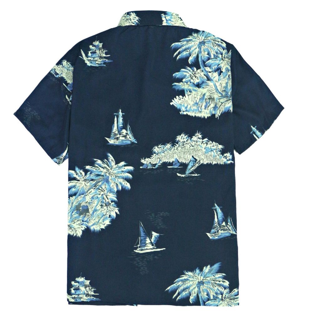 12 Units of Men's Blue Hawaiian Print Shirt Size S-2xl - Men's Work ...