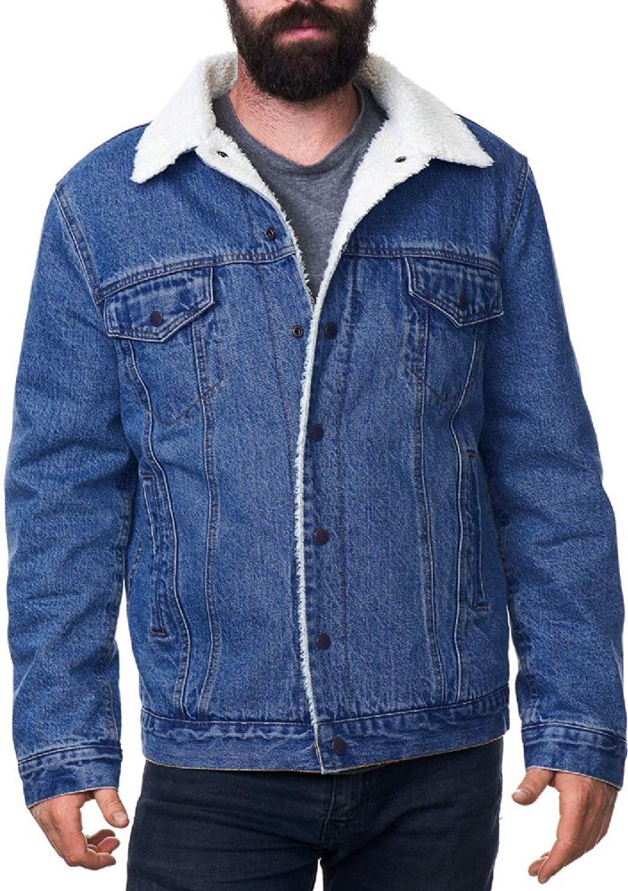 12 Units of Mens Denim Sherpa Jacket - Mens Clothes for The Homeless ...