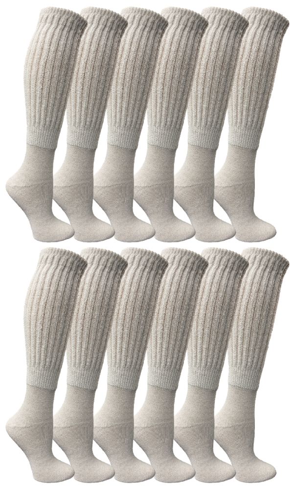 12 Units Of Yacht And Smith Womens Slouch Socks Size 9 11 Solid White Color Boot Socks Womens 1255