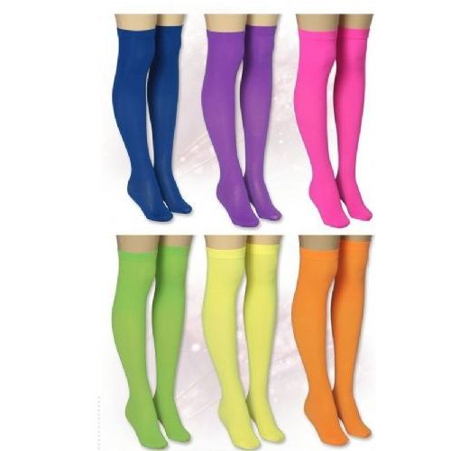 36 Units of Neon Opaque Thi High With Band Top - Womens Thigh High ...