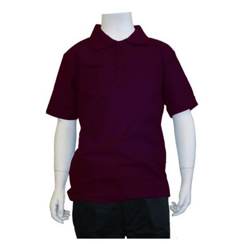 burgundy school polo shirt