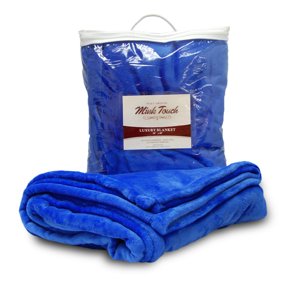 24 Units of Mink Touch Luxury Blankets In Royal Blue ...