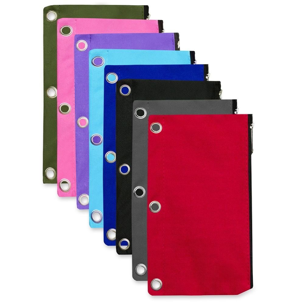 120 Units of 3 Ring Binder Pencil Case - 8 Colors - Clipboards and ...