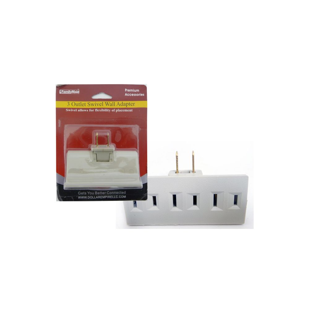 144 Units of 3Outlet Swivel Wall Adapter Chargers & Adapters at