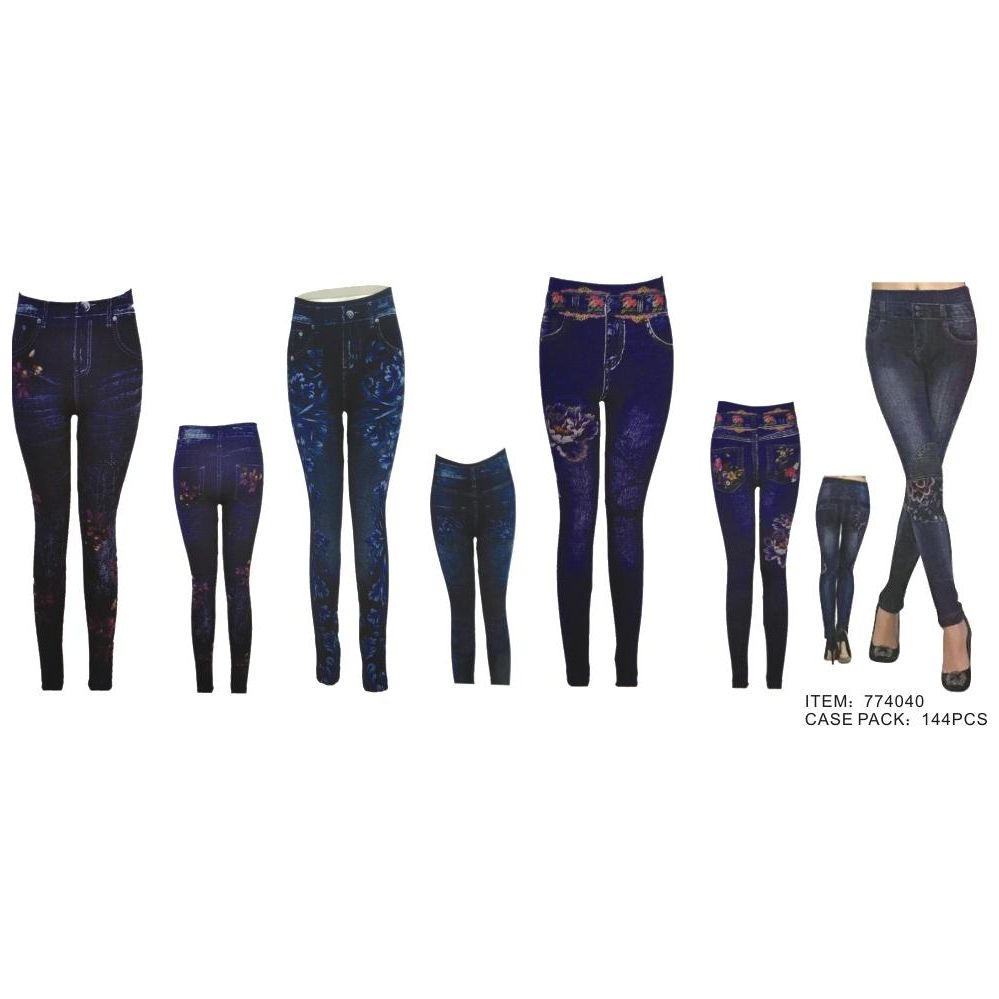 72 Units Of Womans Denim Like Leggings Jeggings One Size Fits All Womens Leggings At Alltimetrading Com