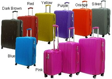 purple hard shell luggage