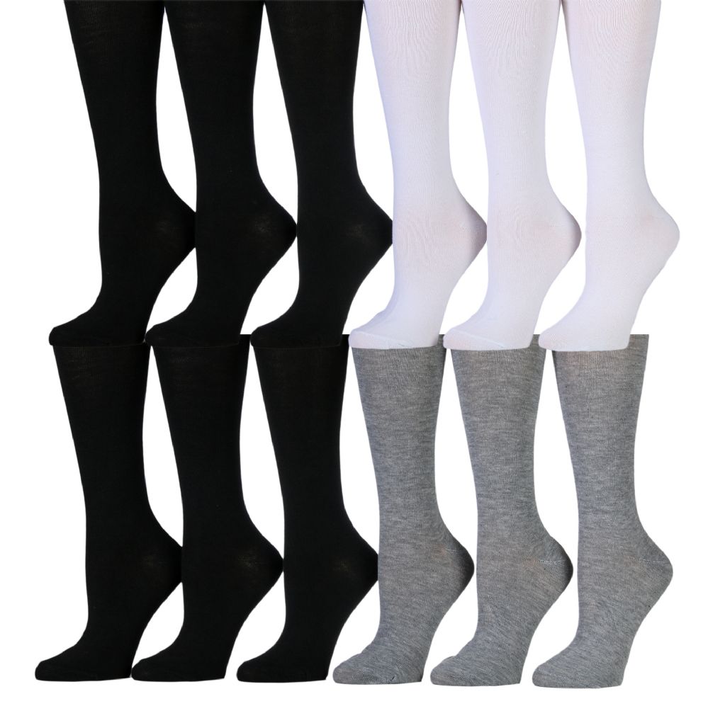 180 Units Of Womens Solid Color Knee High Socks Black White Gray Womens Knee Highs At 8704