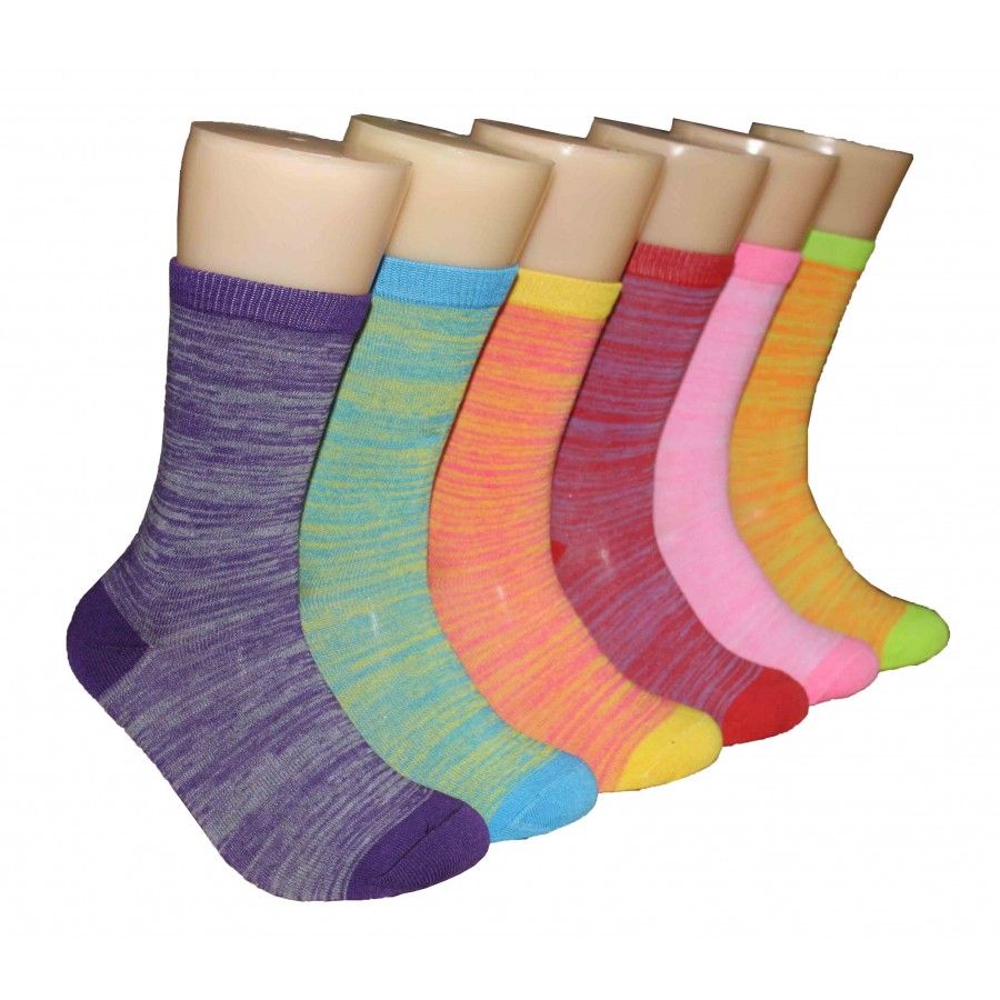 360 Units of Women's Bright Color Marled Crew Socks - at ...