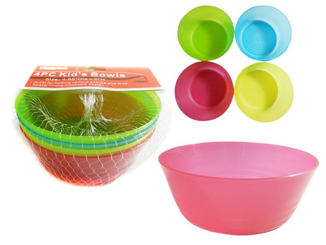 96 Units Of 4pc Kid's Bowls In Net - Plastic Bowls And Plates - At 