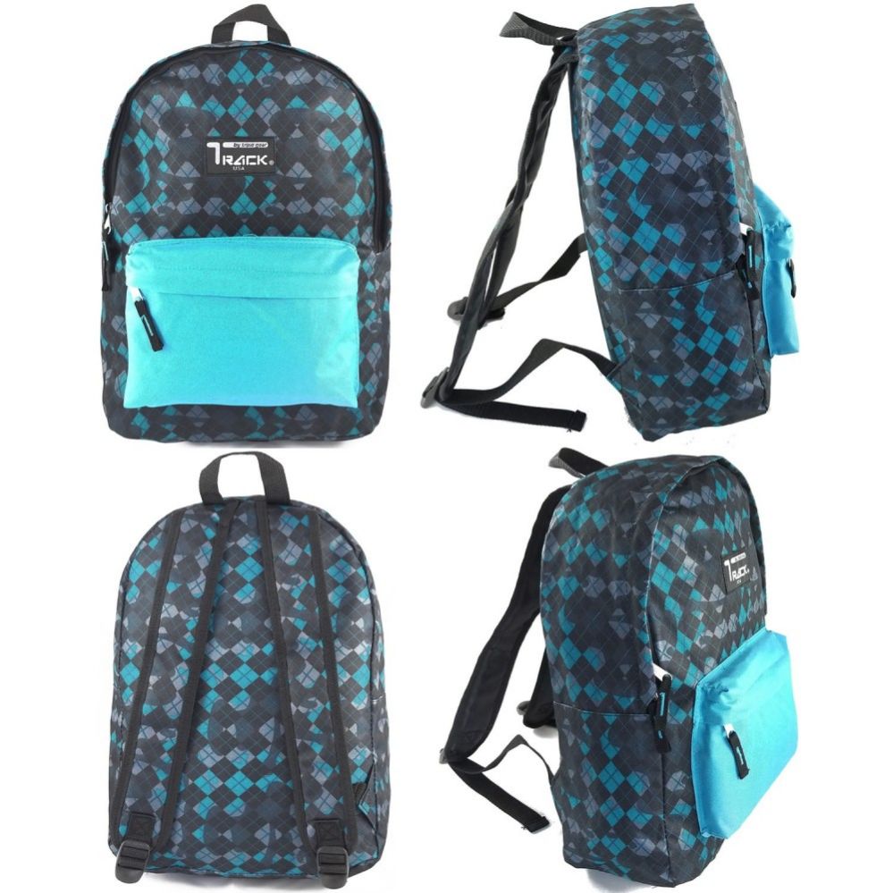 24 Units of 16.5" Kids Track Backpacks In A MultI-Color Diamond Print