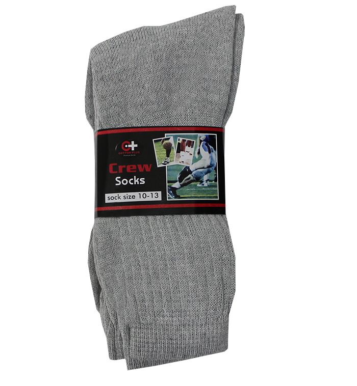 120 Units of Men's Grey Crew Socks , Sock Size 1013 Mens Crew Socks