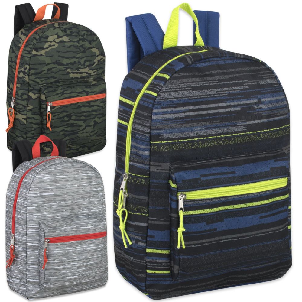 24 Units of 17 Inch Printed Backpacks - Boys 3 Color - Backpacks 18