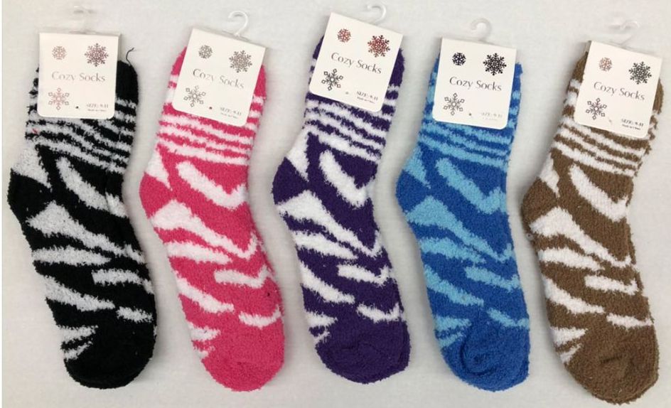 180 Units Of Women Animal Print Pattern Fuzzy Socks Size 9-11 - Womens ...