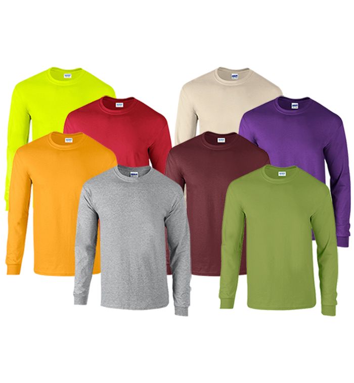 36 Units of Men's Gildan Irregular Assorted Color Long Sleeve T-Shirts ...