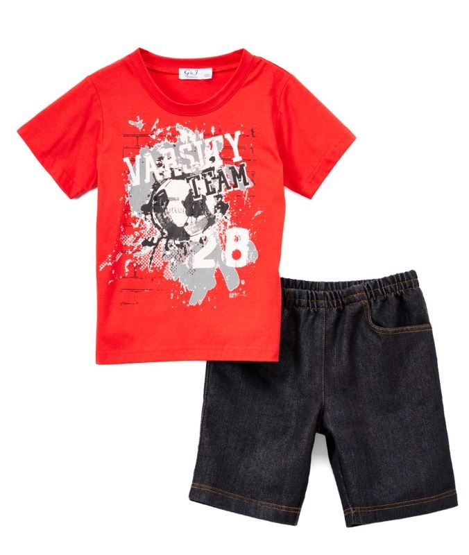 6 Units of Boys Graphic Tshirt And Denim Short SeT- Size 4/5 - 7/8 ...