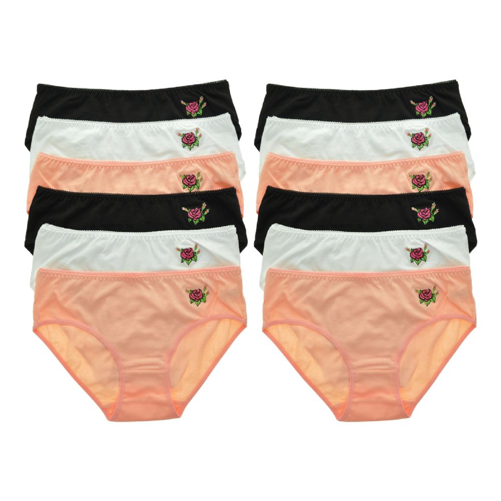 72 Units Of Angelina Cotton Hiphuggers With Embroidered Rose Detail Womens Panties And Underwear