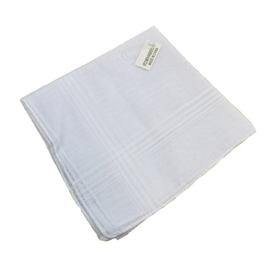 48 Units of 3 Pack Men's White Handkerchiefs Handkerchief at