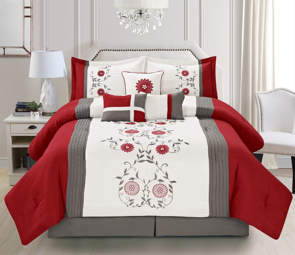 4 Units of Mia King Size Red 7 Piece Comfy Bedding Set - Comforters ...