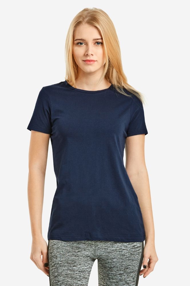 24 Units Of First Quality Ladies Classic Fit Crew Neck T Shirt In Navy 