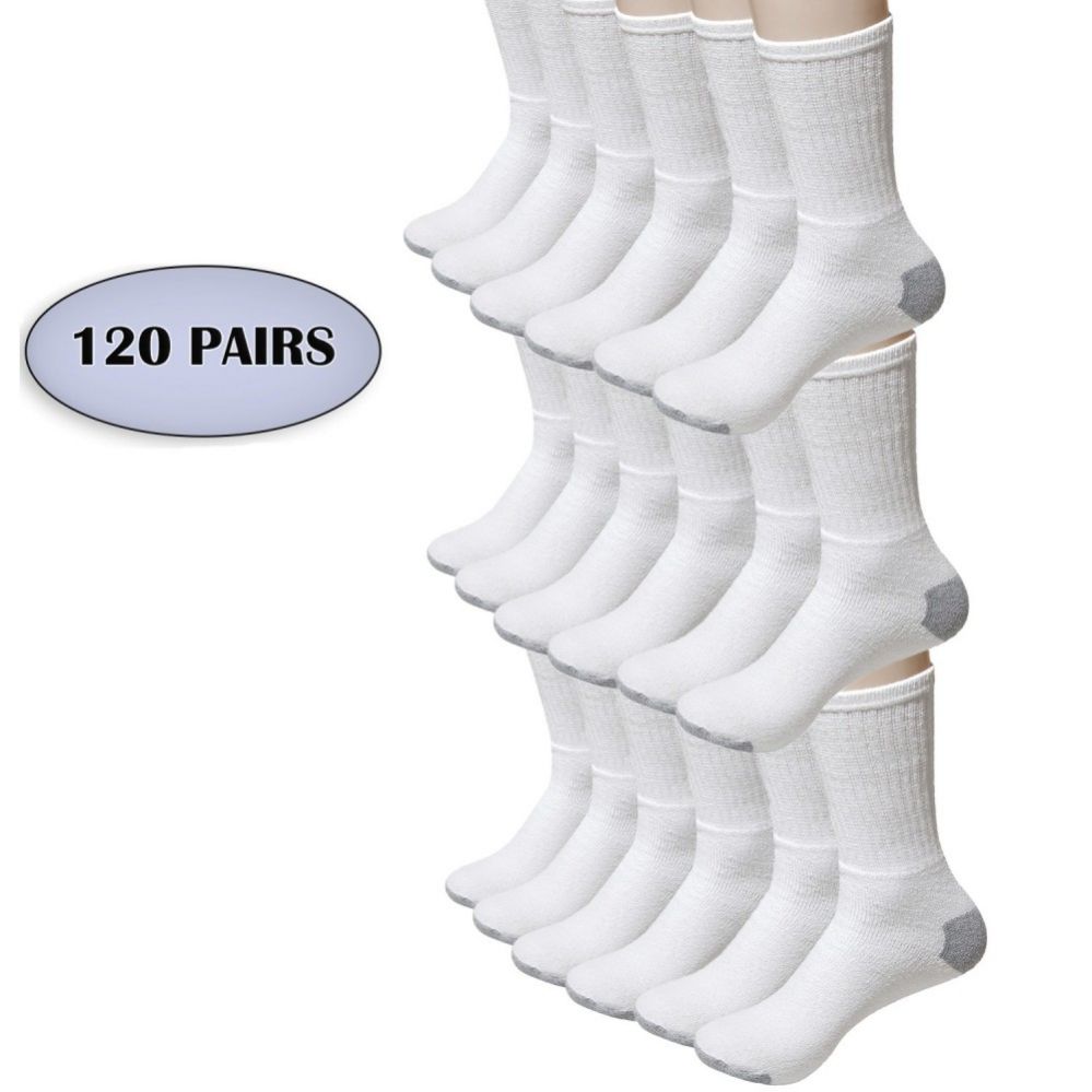 120 Units of Bulk Socks Men's Crew Cut Athletic Size 1013 In White W