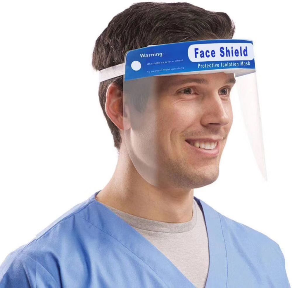 50 Units of Clear Medical Full Face Protection Shield With Elastic Band 