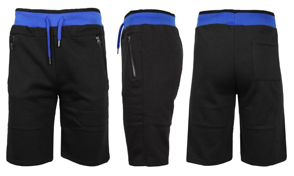 24 Units of Men's Fleece Jogger Shorts With Zipper Pockets S2xl Black