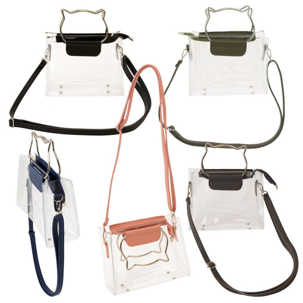 24 Units of Women's Clear Pvc Crossbody Bag With Cat Ear Handles ...