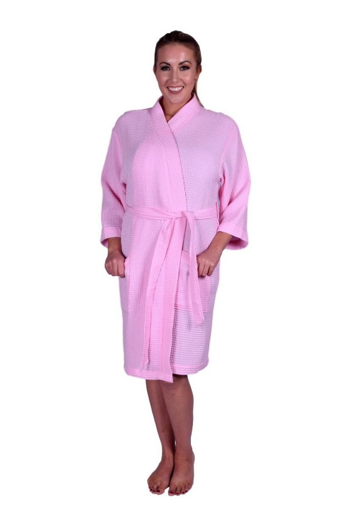 Download 4 Units of Robe Light Pink Waffle Weave Cotton Kimono Robe ...
