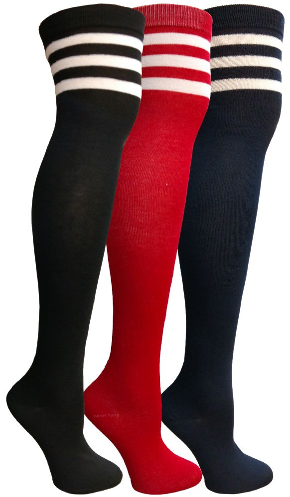24 Units Of Yacht And Smith Womens Over The Knee Referee Thigh High Boot Socks Womens Over The 1053