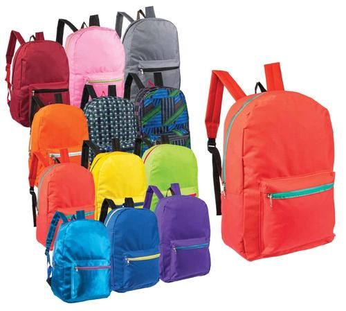 24 Units Of 17 Basic Backpacks In Randomly Assorted Colors Backpacks