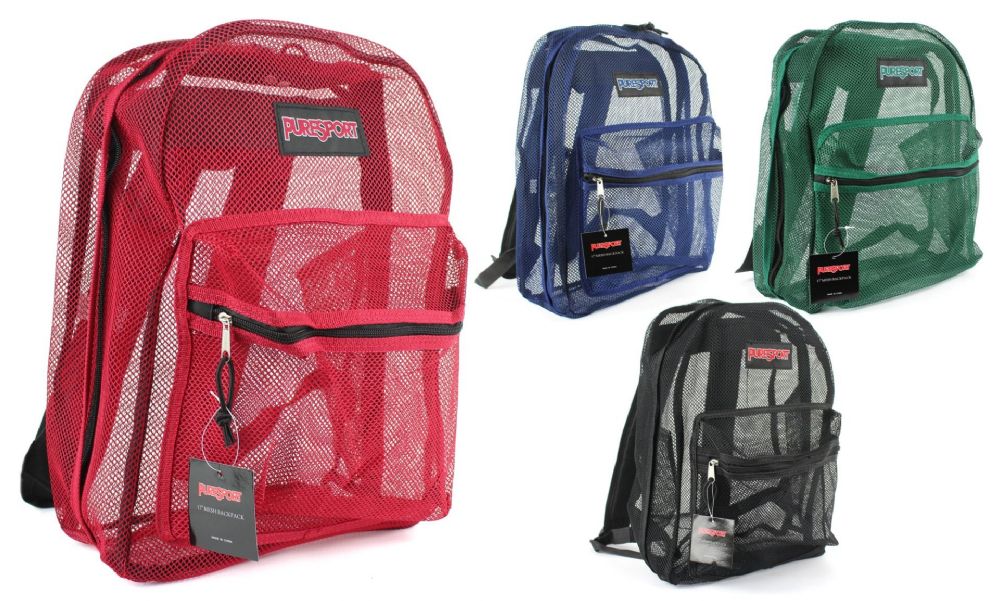 12 Units Of 17 Mesh Backpacks Assorted Colors Backpacks 17 At   494273 