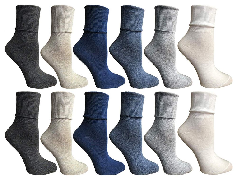 12 Units of Socksnbulk Womens Womens Cuff Bobby Socks Size 9-11 ...