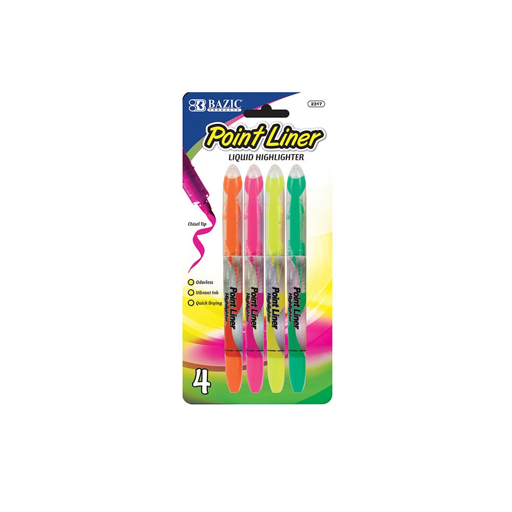 24 Units of Pen Style Fluorescent Color Liquid Highlighters (4/pack ...