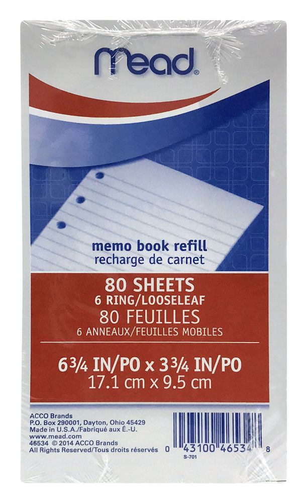 12 Units of Mead Memo Book Refill Pages, Loose-Leaf - Paper - at ...