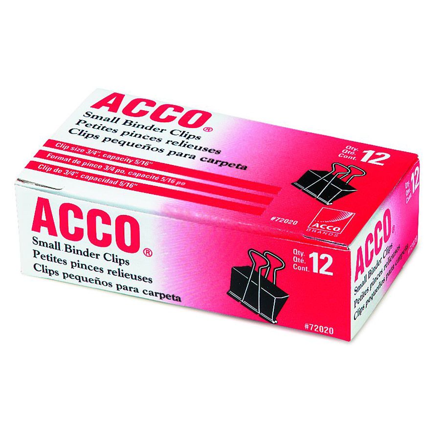 12 Units Of Acco Binder Clips, Small, Black, 12/box - Binders - At ...