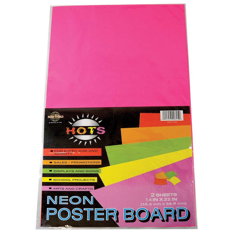 36 Units of Poster Board 14 X22in 2 Pack Neon Pink And Yellow - Poster