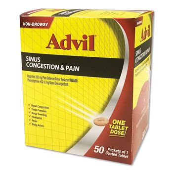 50 Units of Advil Sinus Congestion 1pk Box - Pain and Allergy Relief ...