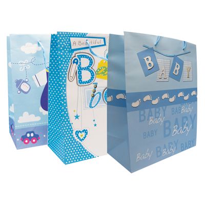 48 Units of Baby Boy Gift Bag 18 X 13 X 4 Inch Jumbo Assorted Designs ...