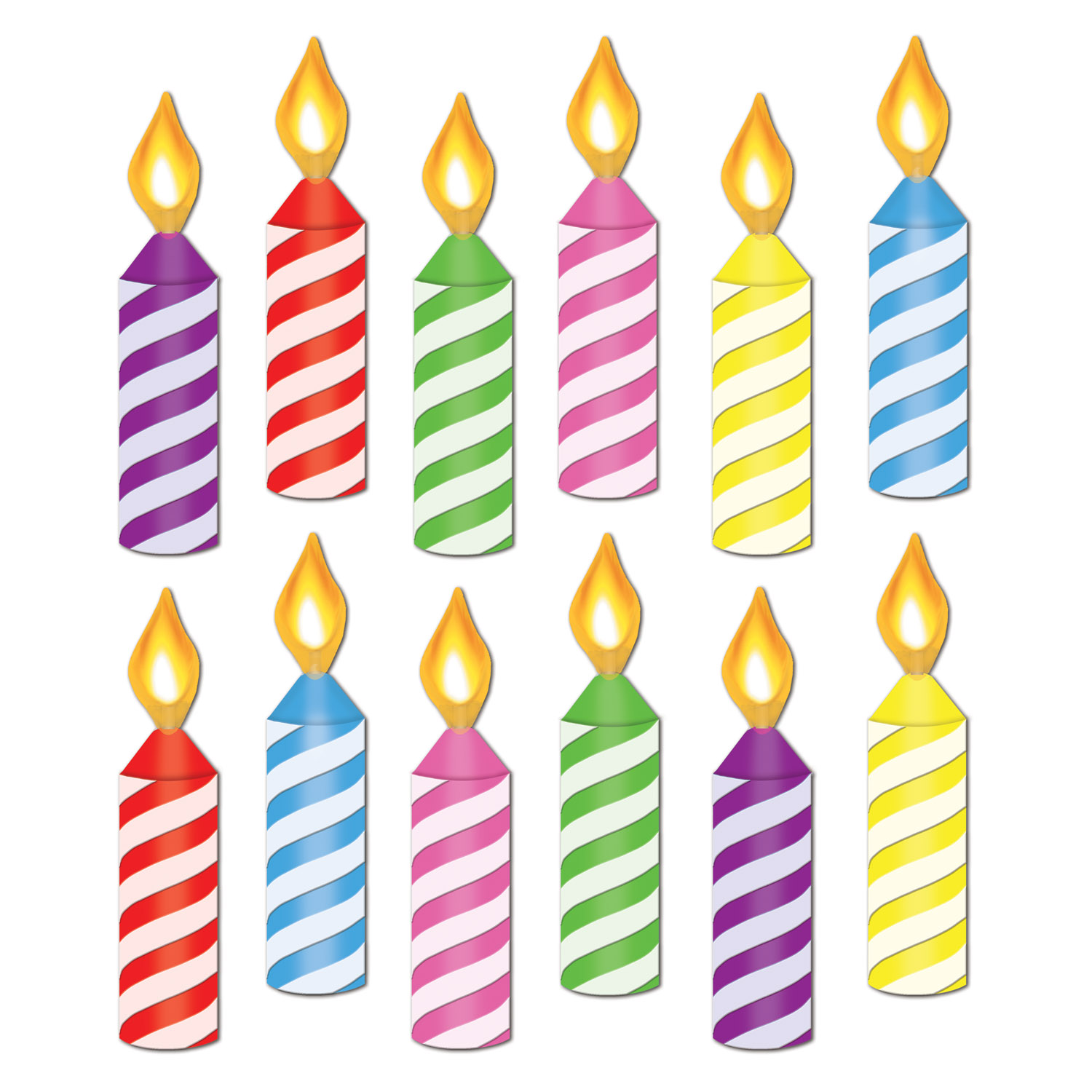 24 Units of Mini Birthday Candle Cutouts Prtd 2 Sides Hanging