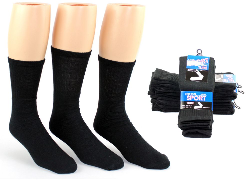 24 Units of Men's Athletic Tube Socks - Black - Size 10-13 - at ...