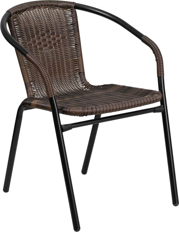 Dark Brown Rattan Indoor Outdoor Restaurant Stack Chair Dining At