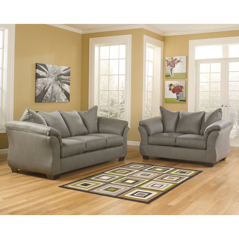 Signature Design By Ashley Darcy Living Room Set In Cobblestone Microfiber Sofa Sets At