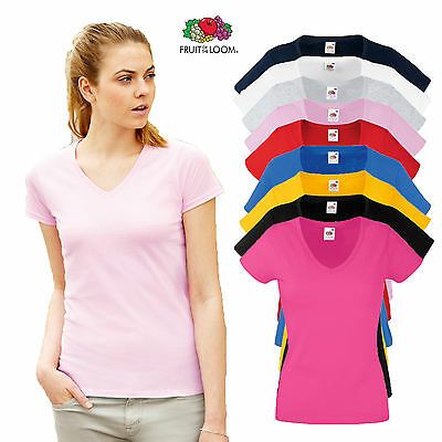 72 Units of Fruit Of The Loom Womens Assorted Color V Neck T Shirts ...