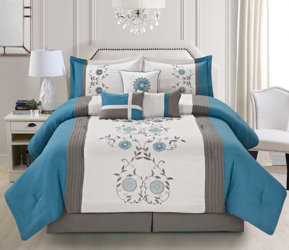 4 Units of Mia King Teal 7 Piece Comfy Bedding Set - Comforters & Bed ...