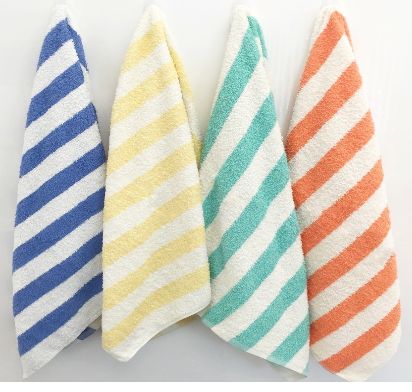 yellow striped beach towel