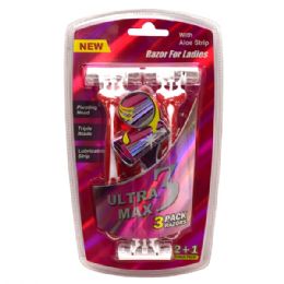 24 Units of Ultra Max Razor 3 Pack Pink Ladies - Shaving Razors - at ...