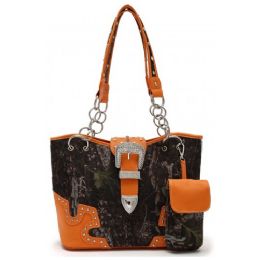 orange camo purse