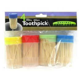 72 Units of 4 PK TOOTHPICK WITH HOLDER THICK BAMBOO TOOTHPICKS - at ...